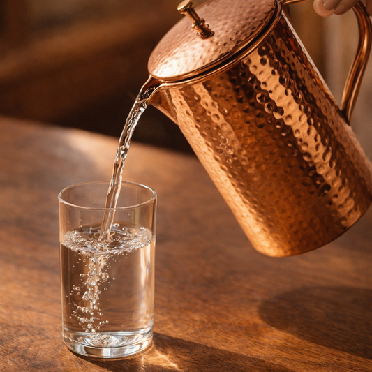 Copper Water Pitcher 1.5L Hand-Hammered Jug