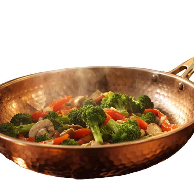 Hammered copper frying pan with brass handle 25cm