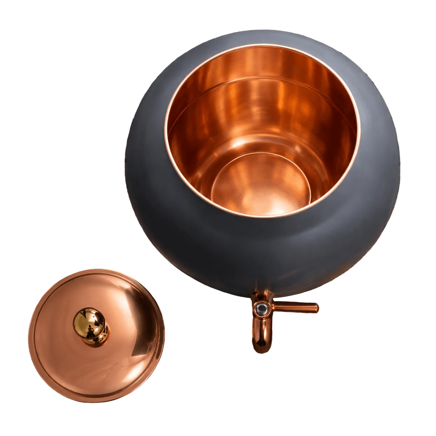 Luxury Copper Water Dispenser – Matte Grey Hammered Finish with Stand 5L-16L