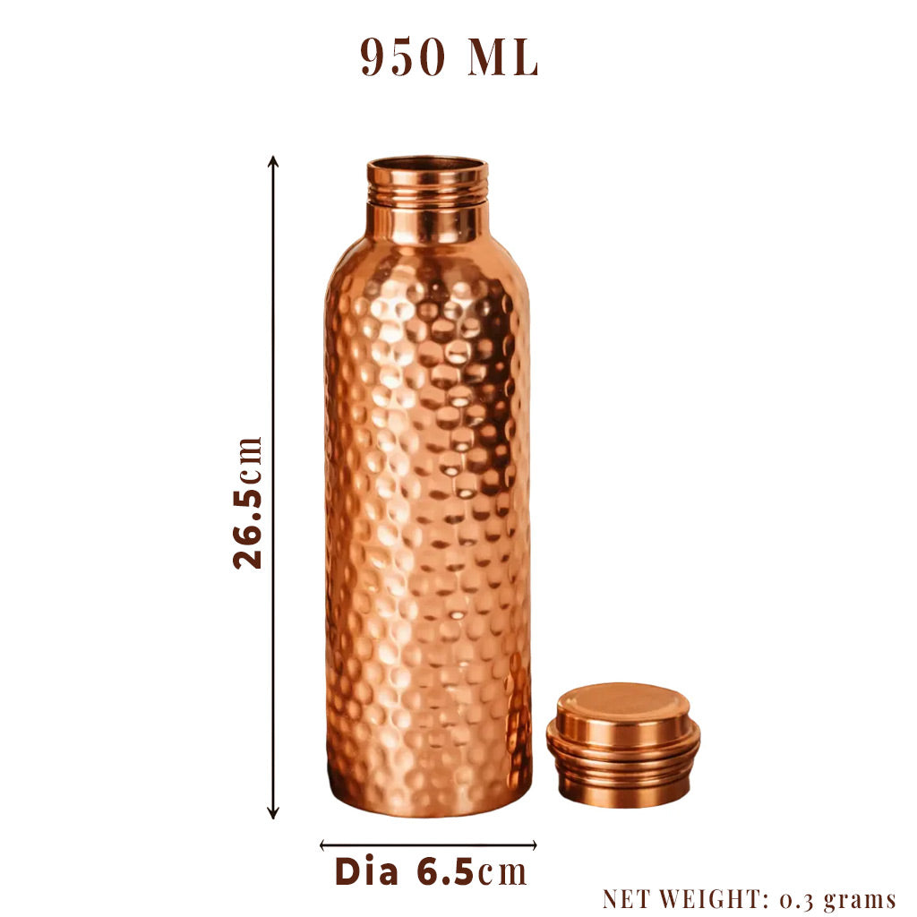 Ella’s Touch Hand Hammered Pure Copper Water Bottle 950ml