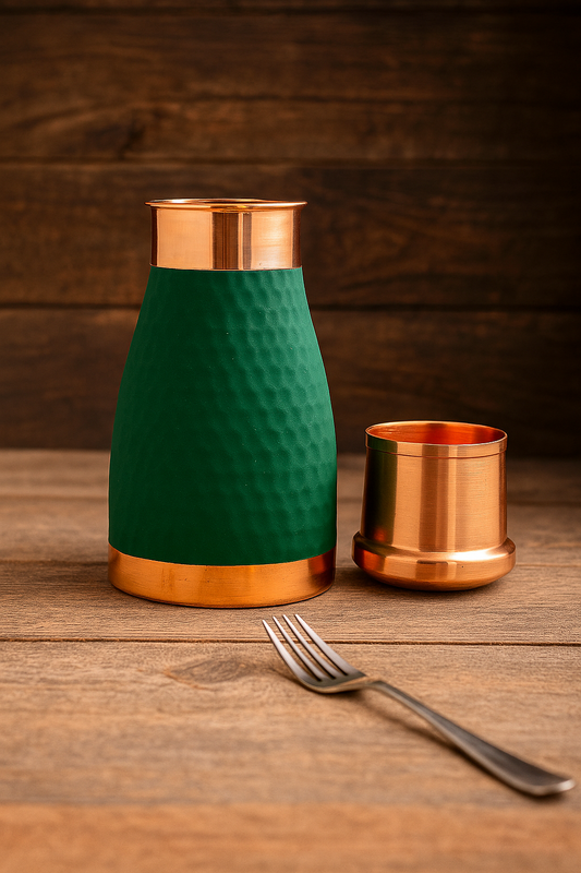 Green Silk Copper Bedroom Bottle with Cup 950ml