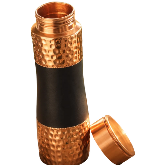 Matte Black Copper Water Bottle 950ml – Hand-Hammered | Eco Gift