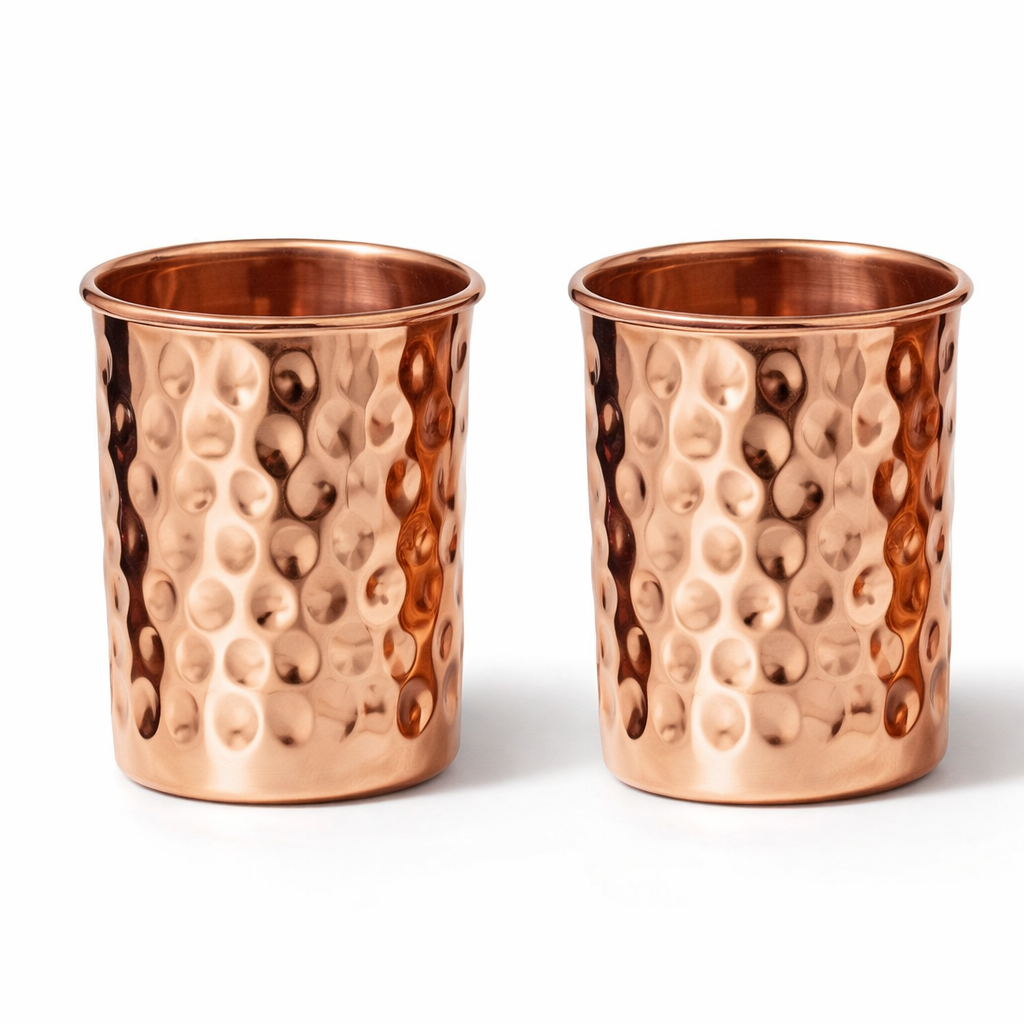 Pure Copper Glasses Set of 2 Hand Hammered 300ml