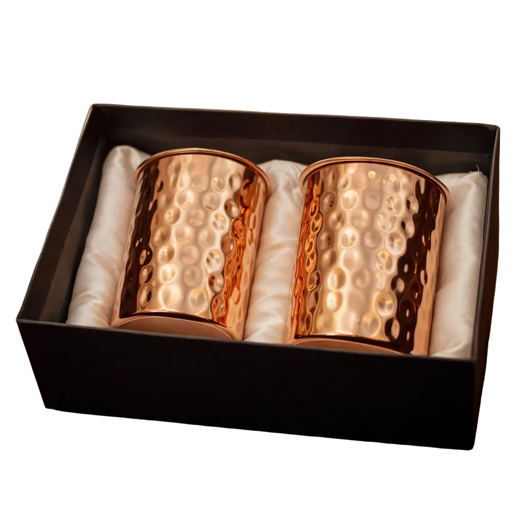 Pure Copper Glasses Set of 2 Hand Hammered 300ml