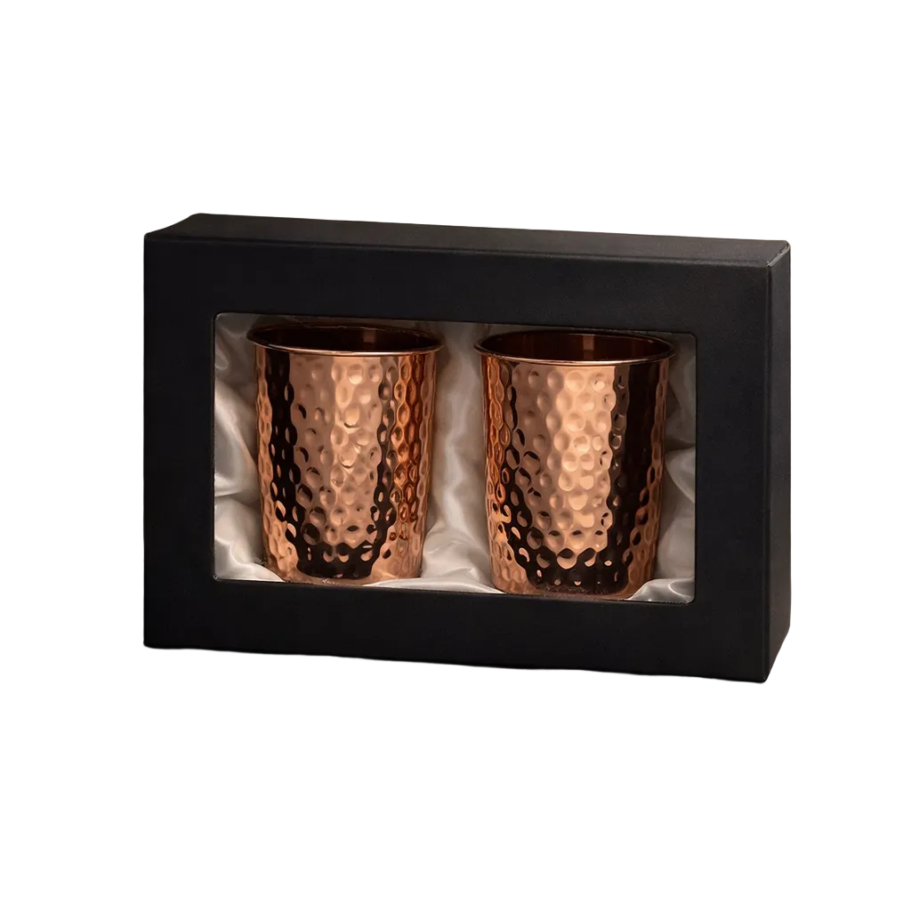 Pure Copper Glasses Set of 2 Hand Hammered 300ml