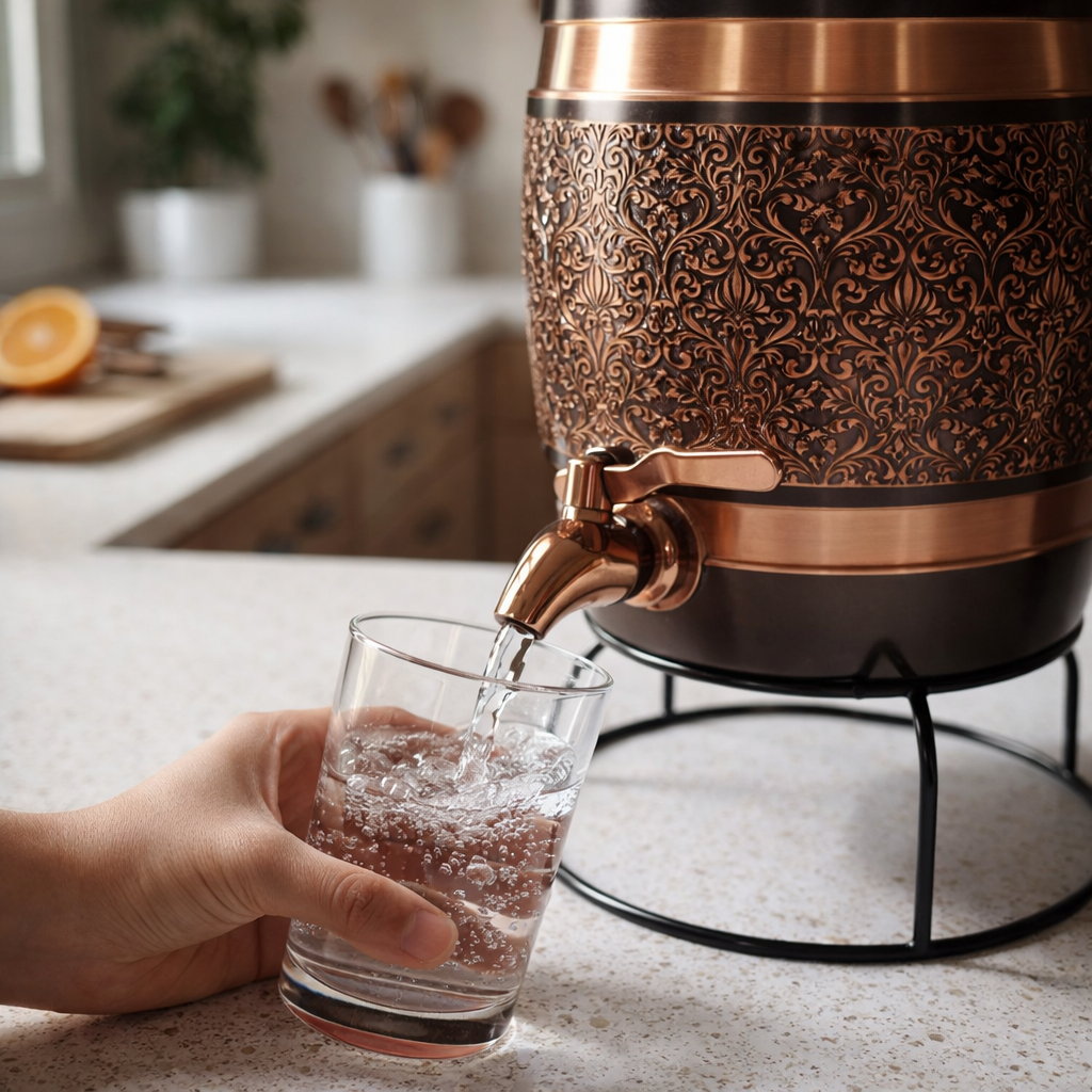 Antique Etched Copper Water Dispenser Luxury 5L-16L