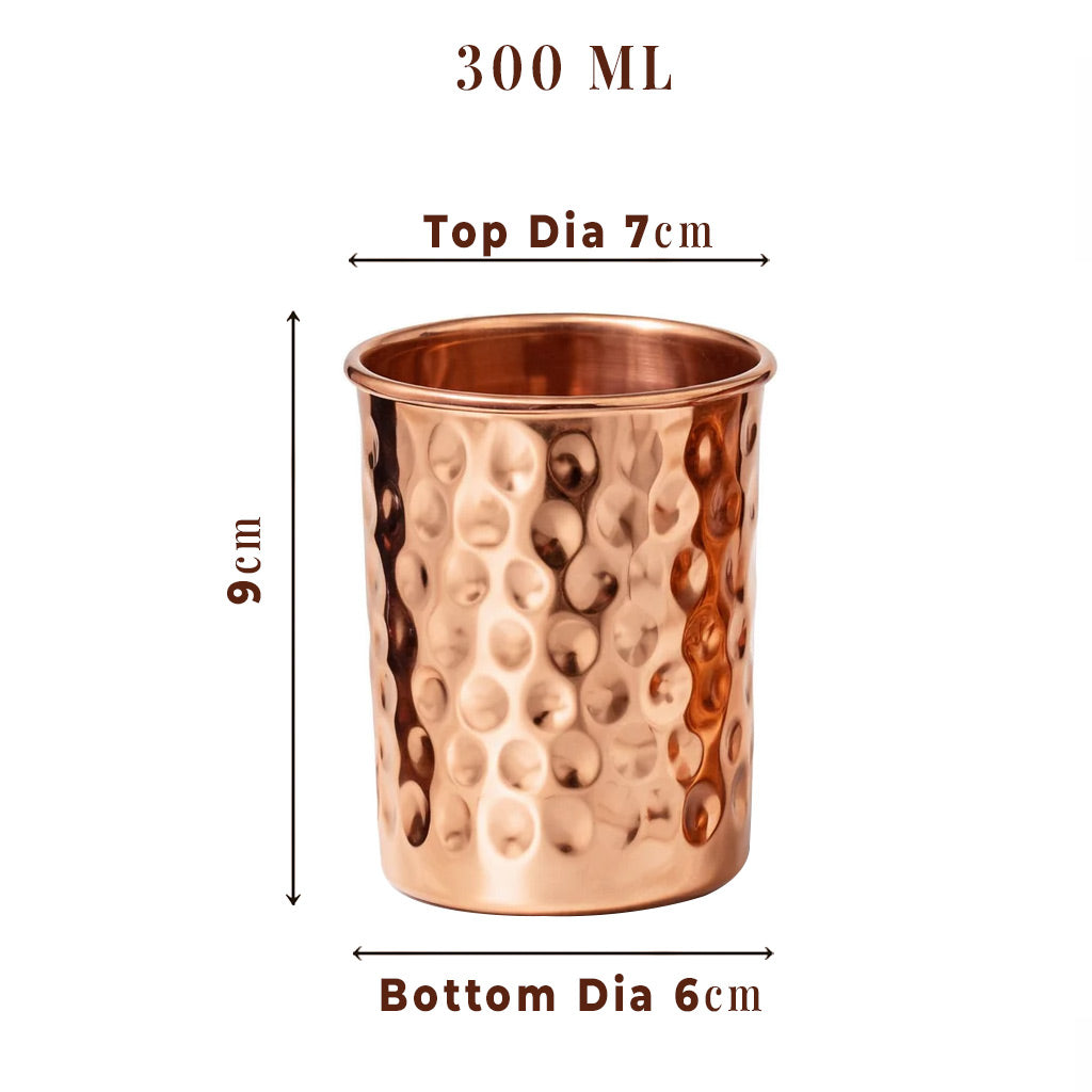 Pure Copper Glasses Set of 2 | Hand Hammered Glass 300ml