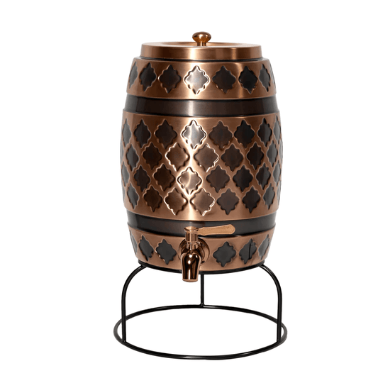 Antique Embossed Pure Copper Water Dispenser with Stand | 5L 8L 12L 16L
