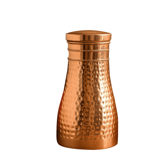 Handcrafted Copper Hand Hammered Bedroom Bottle with Glass 950ml