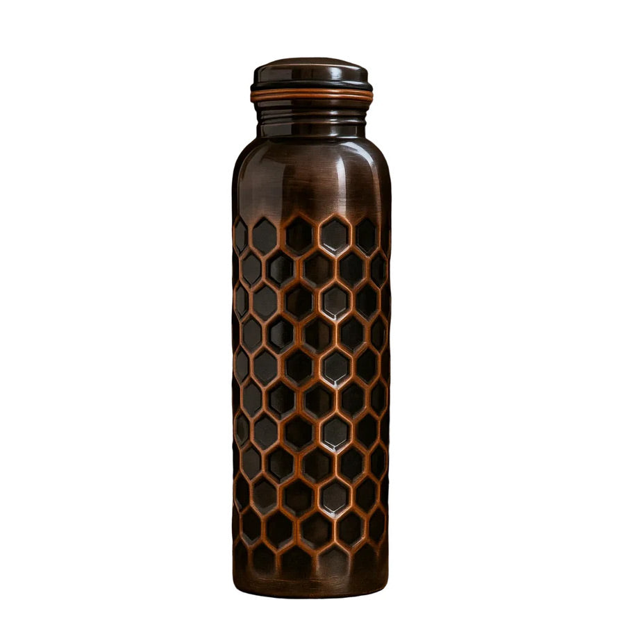 Ayurvedic Copper Water Bottle 950ml – Antique Embossed