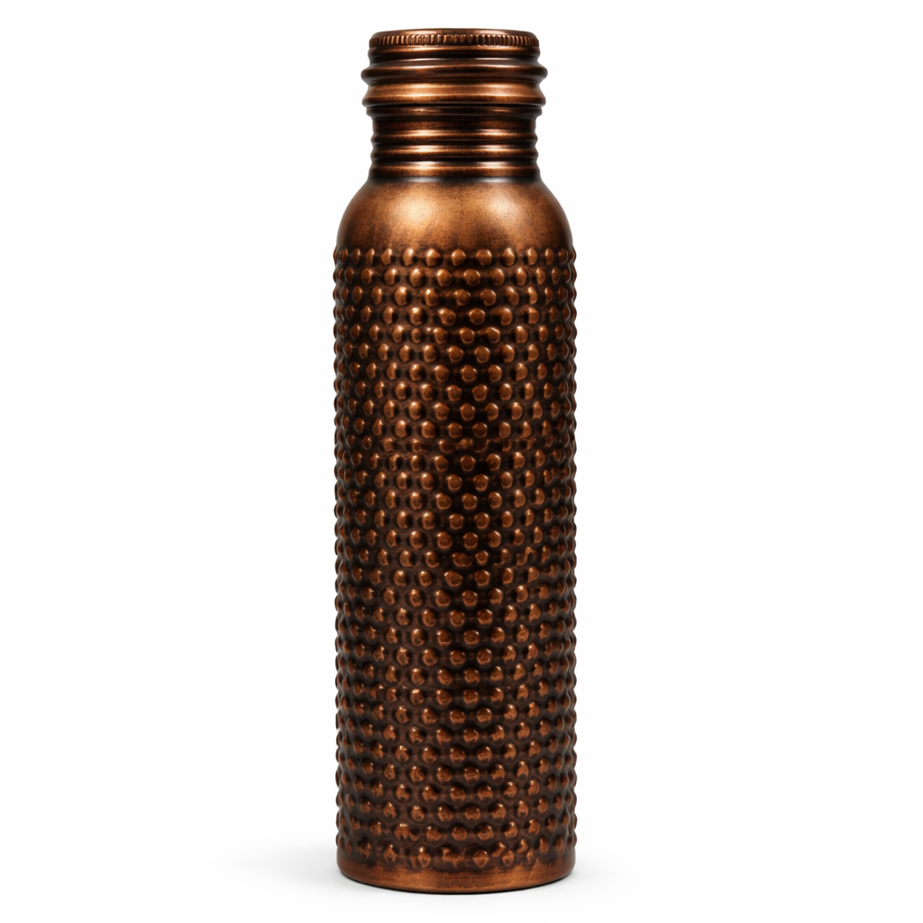 Antique embossed pure copper water bottle 950ml