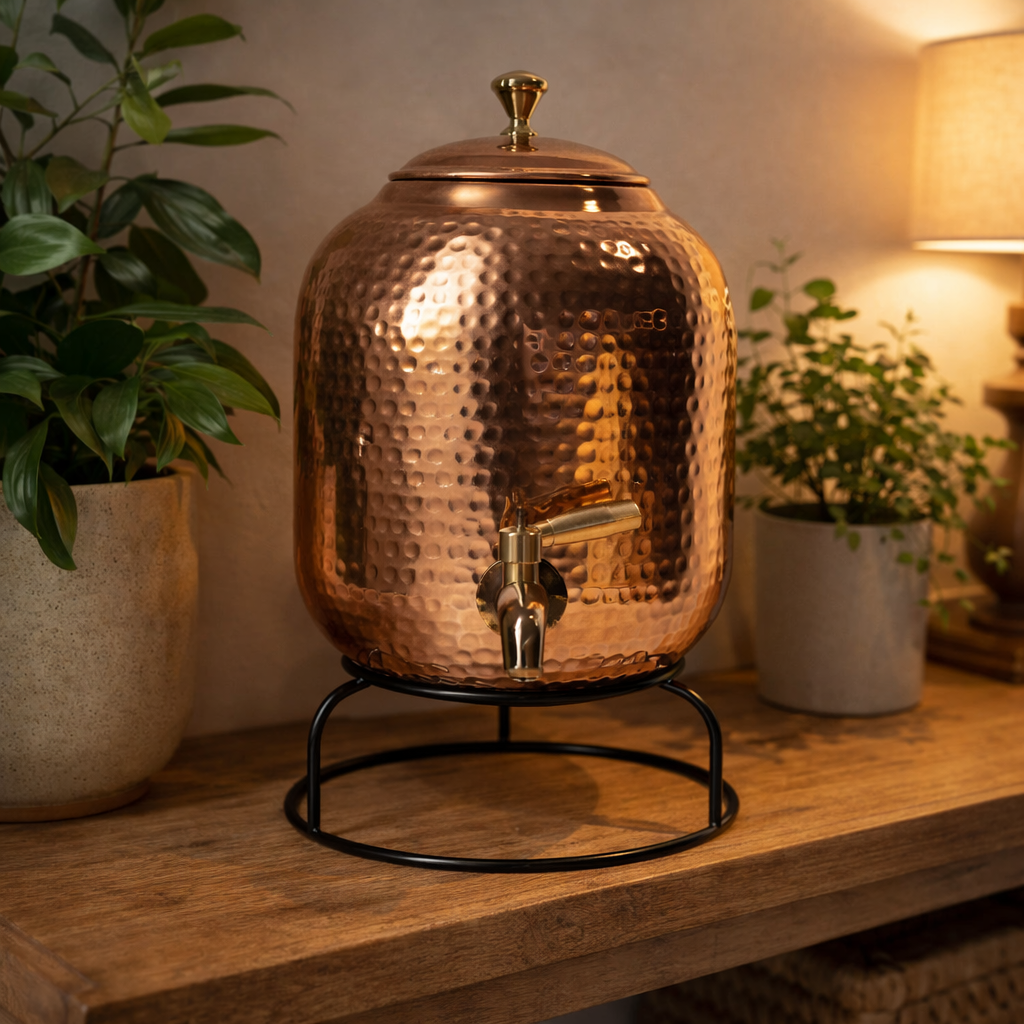 Ayurvedic Copper Water Dispenser with Stand 12L
