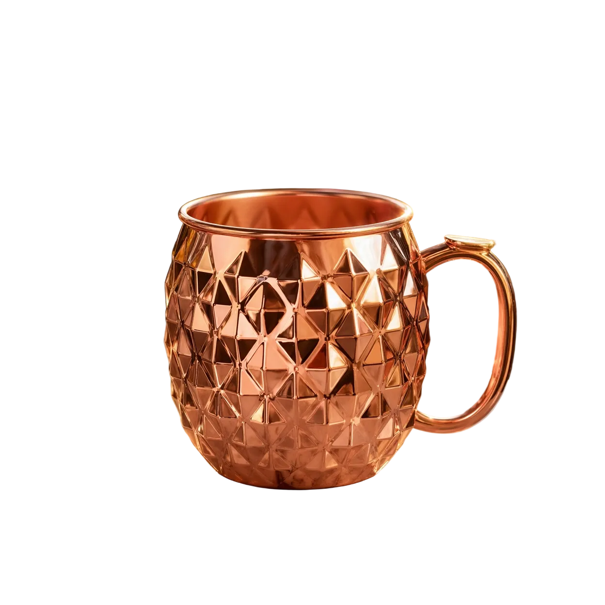 Embossed copper Moscow Mule mug with handle 475ml