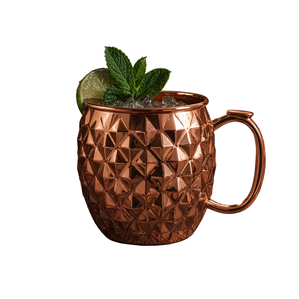 Embossed copper Moscow Mule mug with handle 475ml