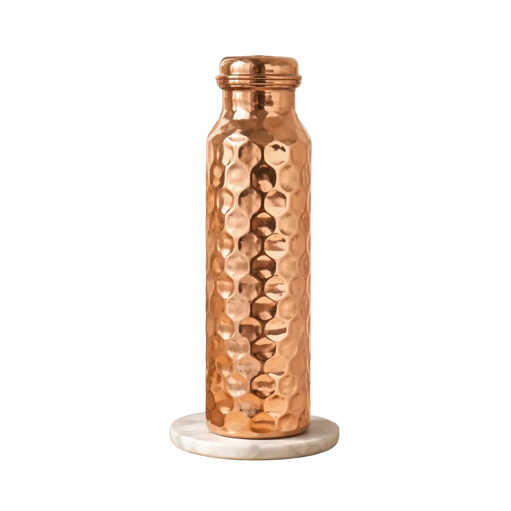 Embossed polished pure copper water bottle 950ml