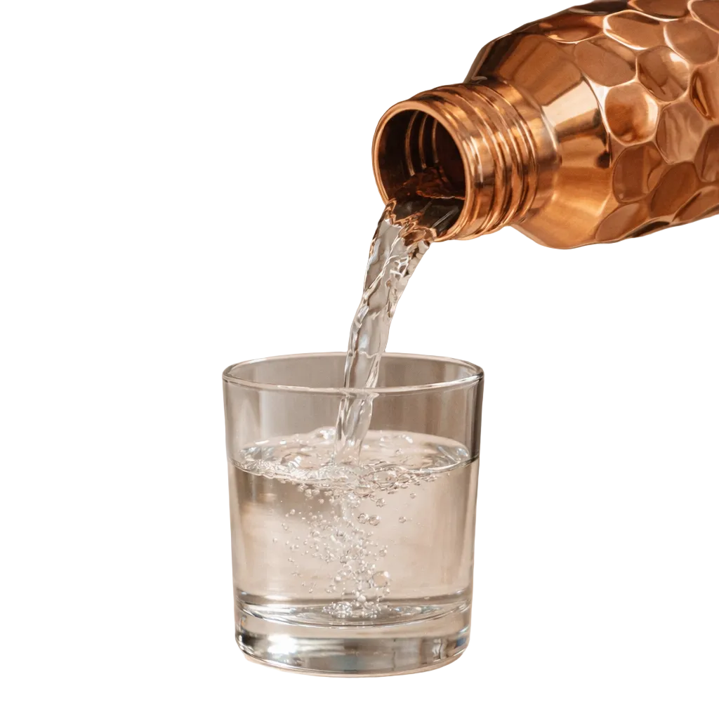 Embossed polished pure copper water bottle 950ml